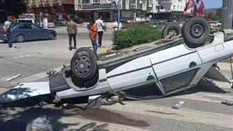 Ankara'da Kontrolsüz Araçla Çarpışmamak İçin Takla Attı